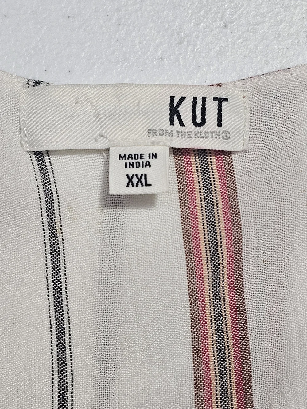 Kut from the Kloth White Sleeveless Faux  Wrap Tank with Stripes XXL